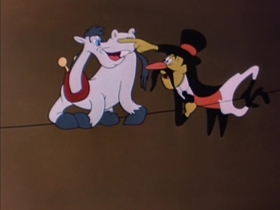 Screenshots from the 1954 Walter Lantz cartoon Hay Rube