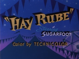 Screenshots from the 1954 Walter Lantz cartoon Hay Rube