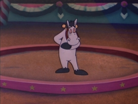 Screenshots from the 1954 Walter Lantz cartoon Hay Rube