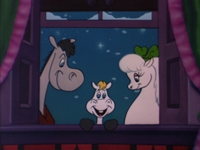 Screenshots from the 1954 Walter Lantz cartoon Hay Rube