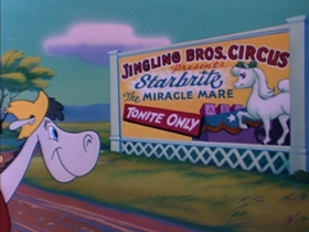 Screenshots from the 1954 Walter Lantz cartoon Hay Rube