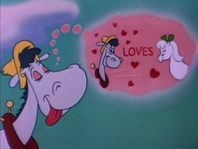 Screenshots from the 1954 Walter Lantz cartoon Hay Rube