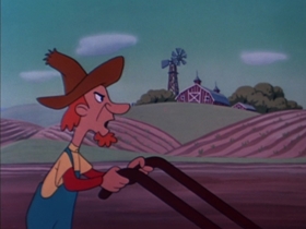Screenshots from the 1954 Walter Lantz cartoon Hay Rube