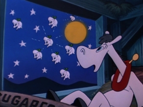 Screenshots from the 1954 Walter Lantz cartoon Hay Rube