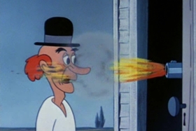 Screenshots from the 1954 Walter Lantz cartoon Pig in a Pickle