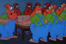 Screenshots from the 1954 Walter Lantz cartoon Pig in a Pickle