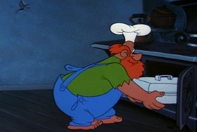 Screenshots from the 1954 Walter Lantz cartoon Pig in a Pickle