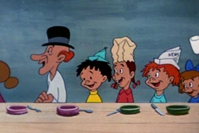 Screenshots from the 1954 Walter Lantz cartoon Pig in a Pickle