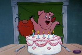 Screenshots from the 1954 Walter Lantz cartoon Pig in a Pickle