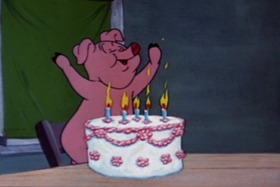 Screenshots from the 1954 Walter Lantz cartoon Pig in a Pickle