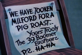 Screenshots from the 1954 Walter Lantz cartoon Pig in a Pickle