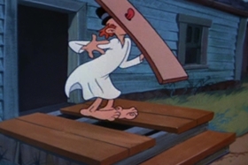 Screenshots from the 1954 Walter Lantz cartoon Pig in a Pickle