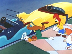 Screenshots from the 1954 Walter Lantz cartoon Real Gone Woody