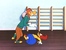 Screenshots from the 1954 Walter Lantz cartoon Real Gone Woody