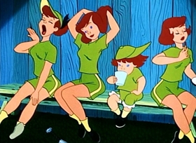 Screenshots from the 1954 Disney cartoon Casey Bats Again