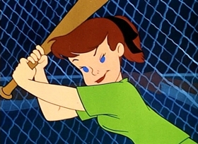 Screenshots from the 1954 Disney cartoon Casey Bats Again