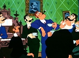 Screenshots from the 1954 Disney cartoon Casey Bats Again