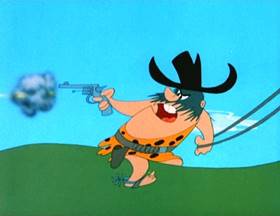 Screenshots from the 1955 MGM cartoon The First Bad Man