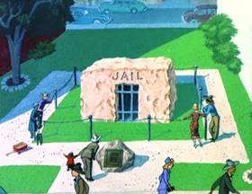 Screenshots from the 1955 MGM cartoon The First Bad Man