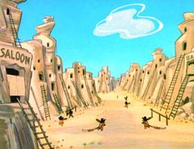 Screenshots from the 1955 MGM cartoon The First Bad Man