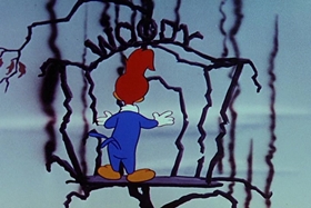 Screenshots from the 1955 Walter Lantz cartoon Helter Shelter