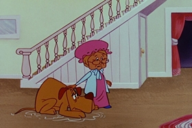 Screenshots from the 1955 Walter Lantz cartoon Helter Shelter