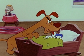 Screenshots from the 1955 Walter Lantz cartoon Helter Shelter