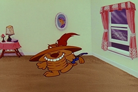 Screenshots from the 1955 Walter Lantz cartoon Helter Shelter