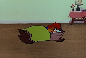 Screenshots from the 1955 Walter Lantz cartoon Helter Shelter