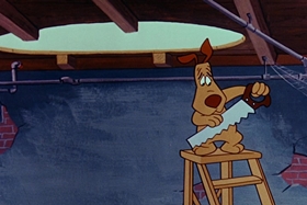 Screenshots from the 1955 Walter Lantz cartoon Helter Shelter