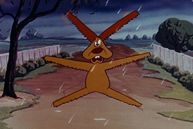 Screenshots from the 1955 Walter Lantz cartoon Helter Shelter