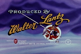 Screenshots from the 1955 Walter Lantz cartoon Helter Shelter