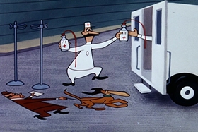 Screenshots from the 1955 Walter Lantz cartoon Crazy Mixed-Up Pup