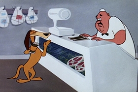 Screenshots from the 1955 Walter Lantz cartoon Crazy Mixed-Up Pup