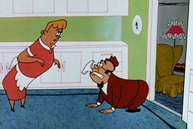 Screenshots from the 1955 Walter Lantz cartoon Crazy Mixed-Up Pup