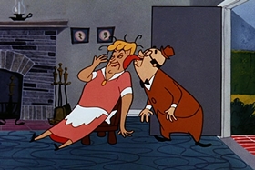 Screenshots from the 1955 Walter Lantz cartoon Crazy Mixed-Up Pup