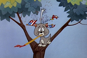 Screenshots from the 1955 Walter Lantz cartoon Crazy Mixed-Up Pup