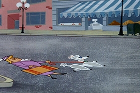 Screenshots from the 1955 Walter Lantz cartoon Crazy Mixed-Up Pup