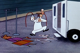 Screenshots from the 1955 Walter Lantz cartoon Crazy Mixed-Up Pup
