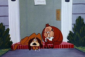 Screenshots from the 1955 Walter Lantz cartoon Crazy Mixed-Up Pup