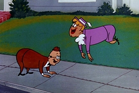 Screenshots from the 1955 Walter Lantz cartoon Crazy Mixed-Up Pup