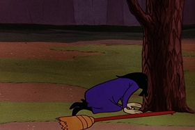 Screenshots from the 1955 Walter Lantz cartoon Witch Crafty