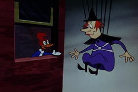 Screenshots from the 1955 Walter Lantz cartoon Witch Crafty