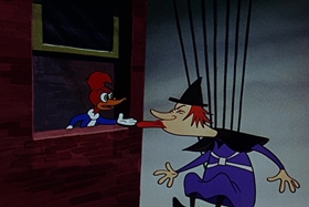 Screenshots from the 1955 Walter Lantz cartoon Witch Crafty
