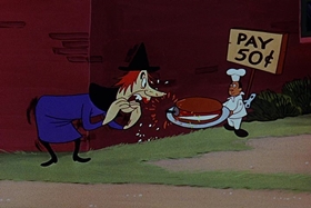 Screenshots from the 1955 Walter Lantz cartoon Witch Crafty