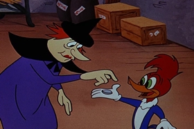 Screenshots from the 1955 Walter Lantz cartoon Witch Crafty