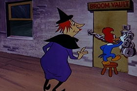 Screenshots from the 1955 Walter Lantz cartoon Witch Crafty