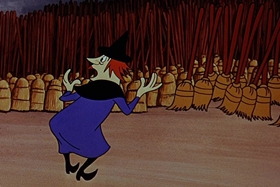 Screenshots from the 1955 Walter Lantz cartoon Witch Crafty