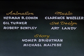 Screenshots from the 1955 Walter Lantz cartoon Witch Crafty