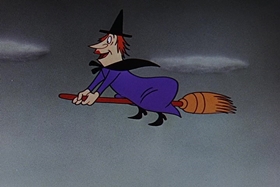 Screenshots from the 1955 Walter Lantz cartoon Witch Crafty